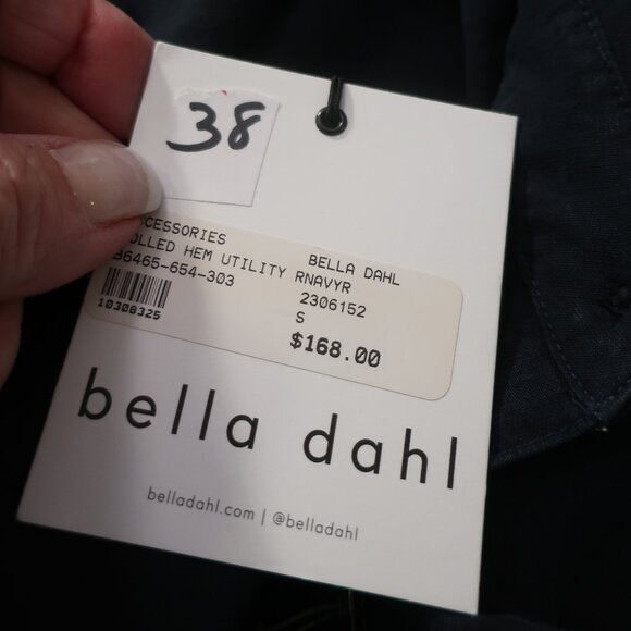 NWT Womens Bella Dahl Rnavyr Navy Blue Tencel Rolled Hem Utility Romper Shorts S - Picture 12 of 12